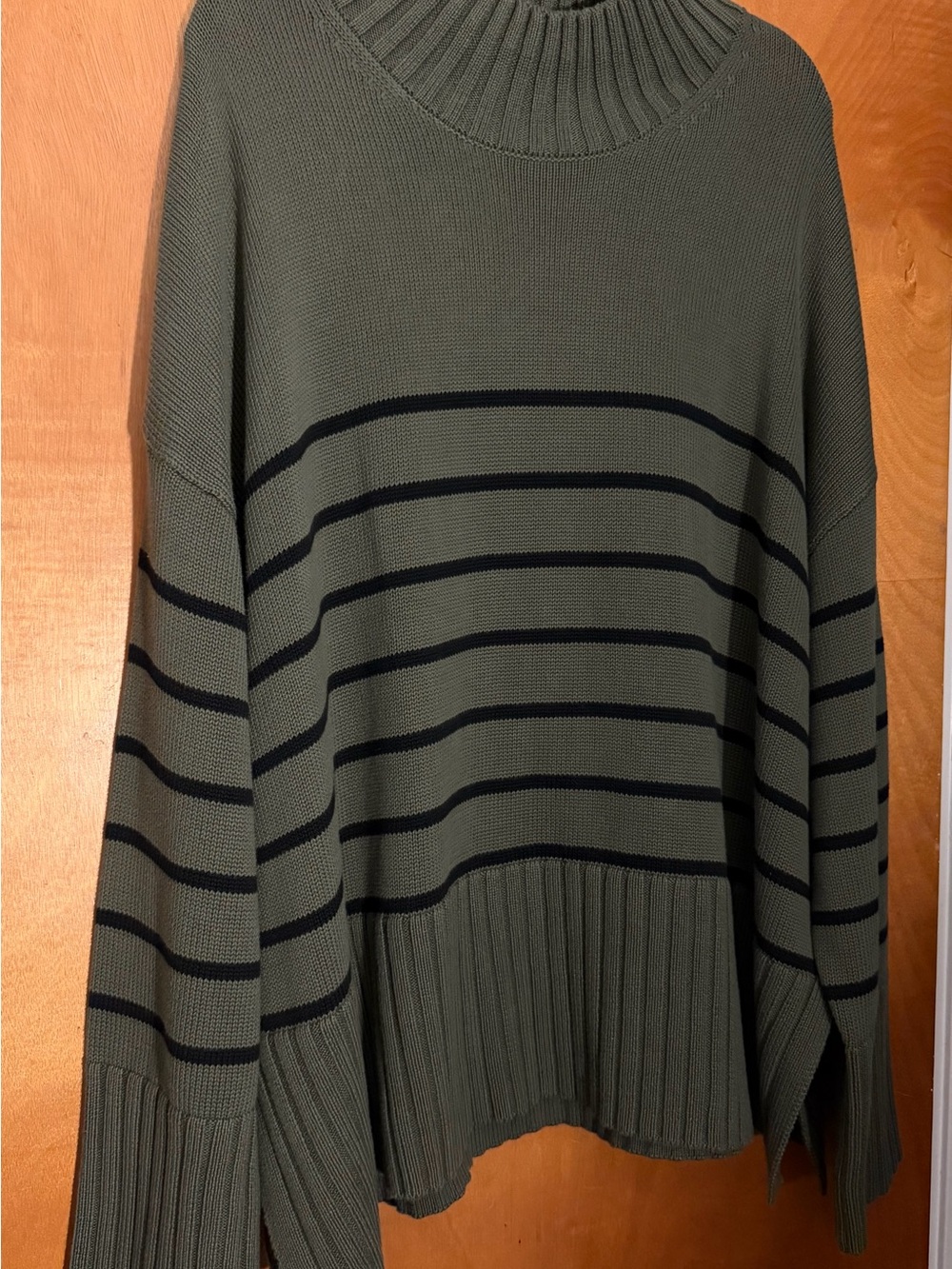 GAP Olive Green Crewneck Sweater with Stripes